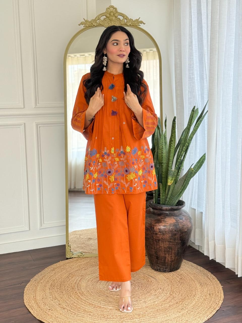 Pure cotton embroidered Co ord