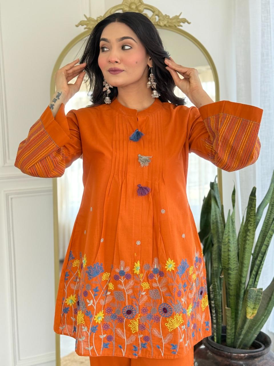 Pure cotton embroidered Co ord