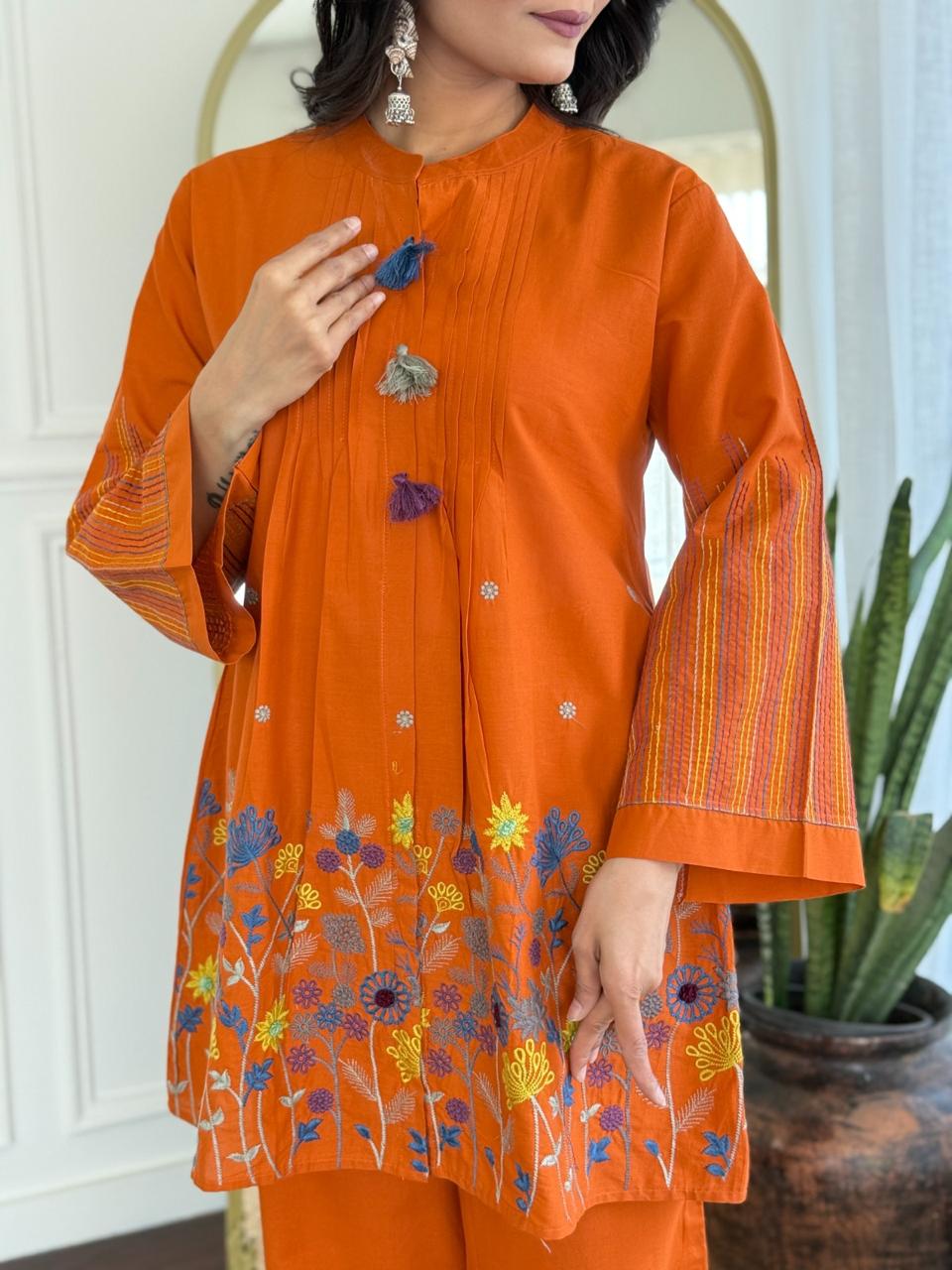 Pure cotton embroidered Co ord