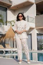 Pure cotton stylish embroidered co ord set