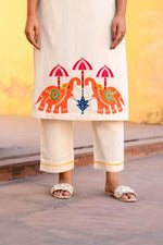 Applique work cotton kurta pant