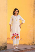 Applique work cotton kurta pant