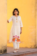 Applique work cotton kurta pant