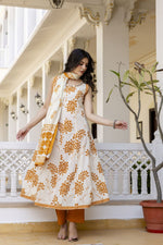 Sleeveless brush painted cotton full suit (extra sleeves available)