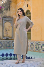 Designer pocket cotton set kurta pant