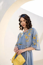 Smart cotton embroidered one piece dress