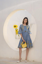 Smart cotton embroidered one piece dress