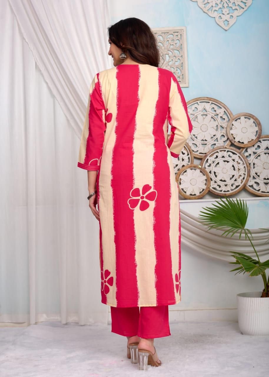 Pretty cotton suit set in stripes