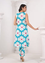 Smart sleeveless with pockets cotton kurta pant in blue