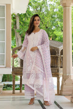 Premium cotton Pakistani pattern designer suit with Kota Doria and organza dupatta