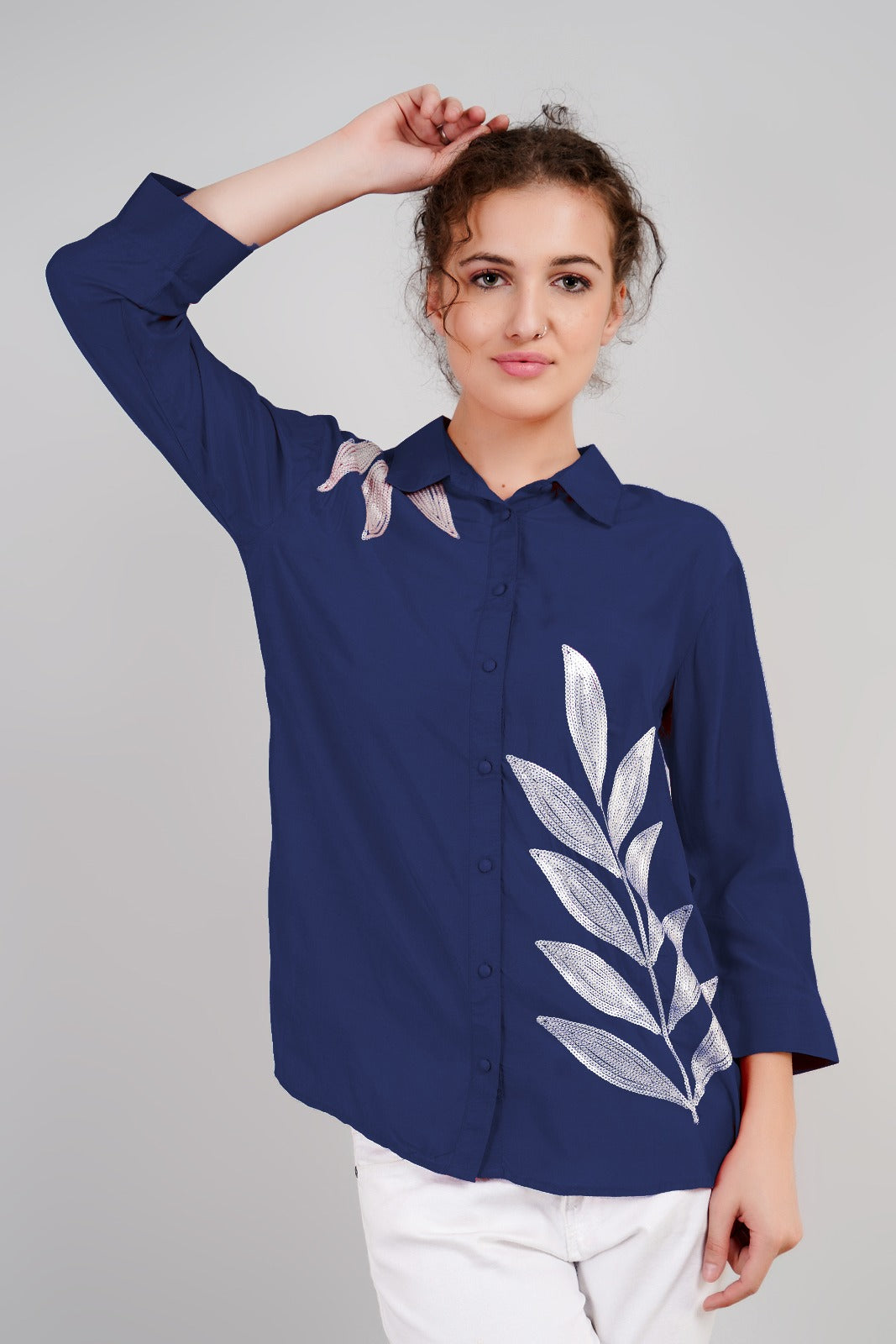 Embellished smart premium Muslin shirt