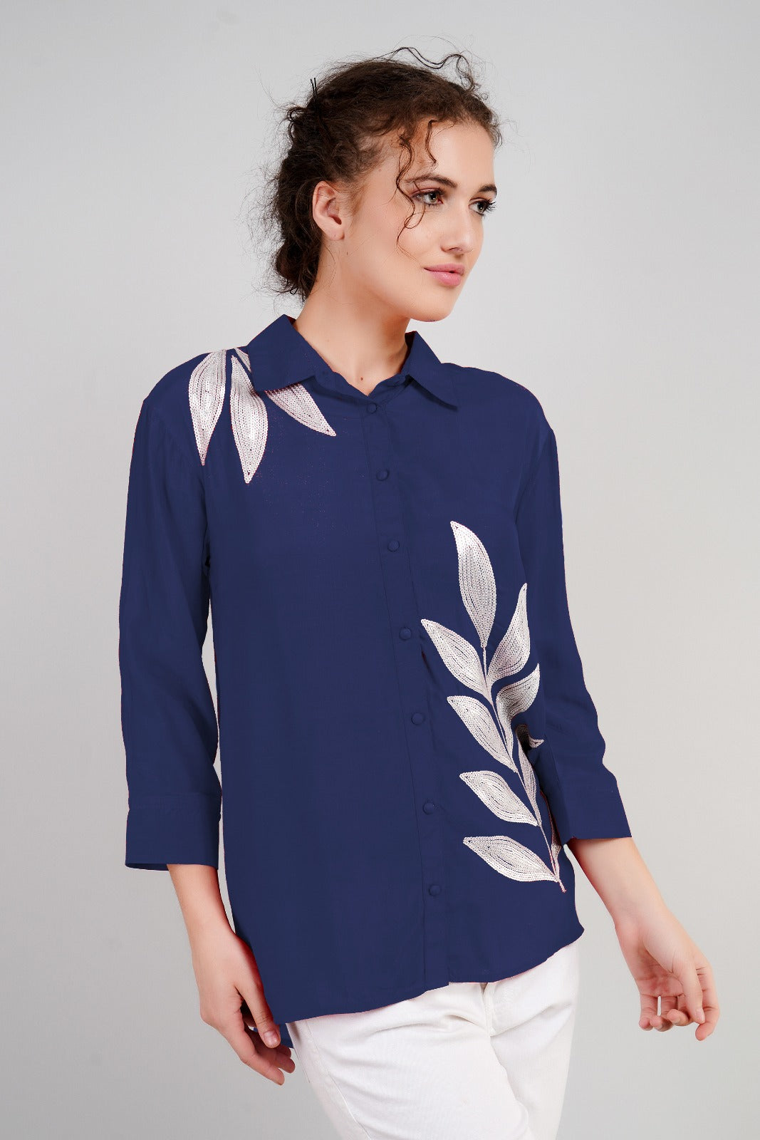Embellished smart premium Muslin shirt