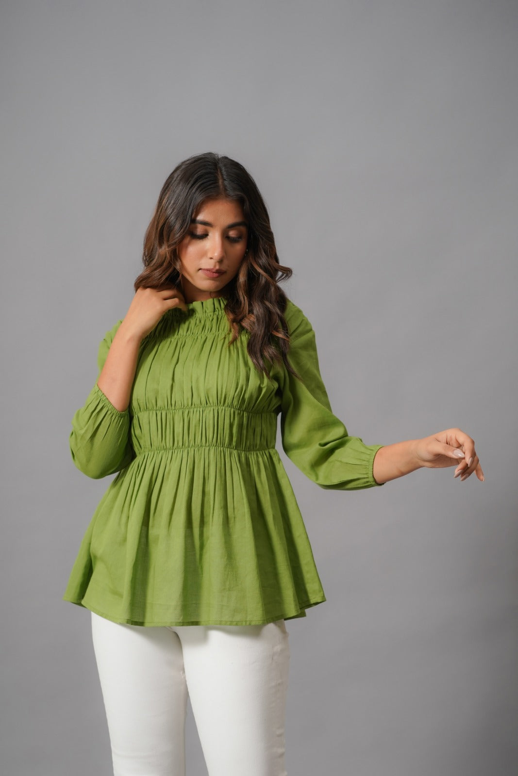 Smart cotton top in green