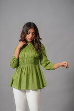 Smart cotton top in green