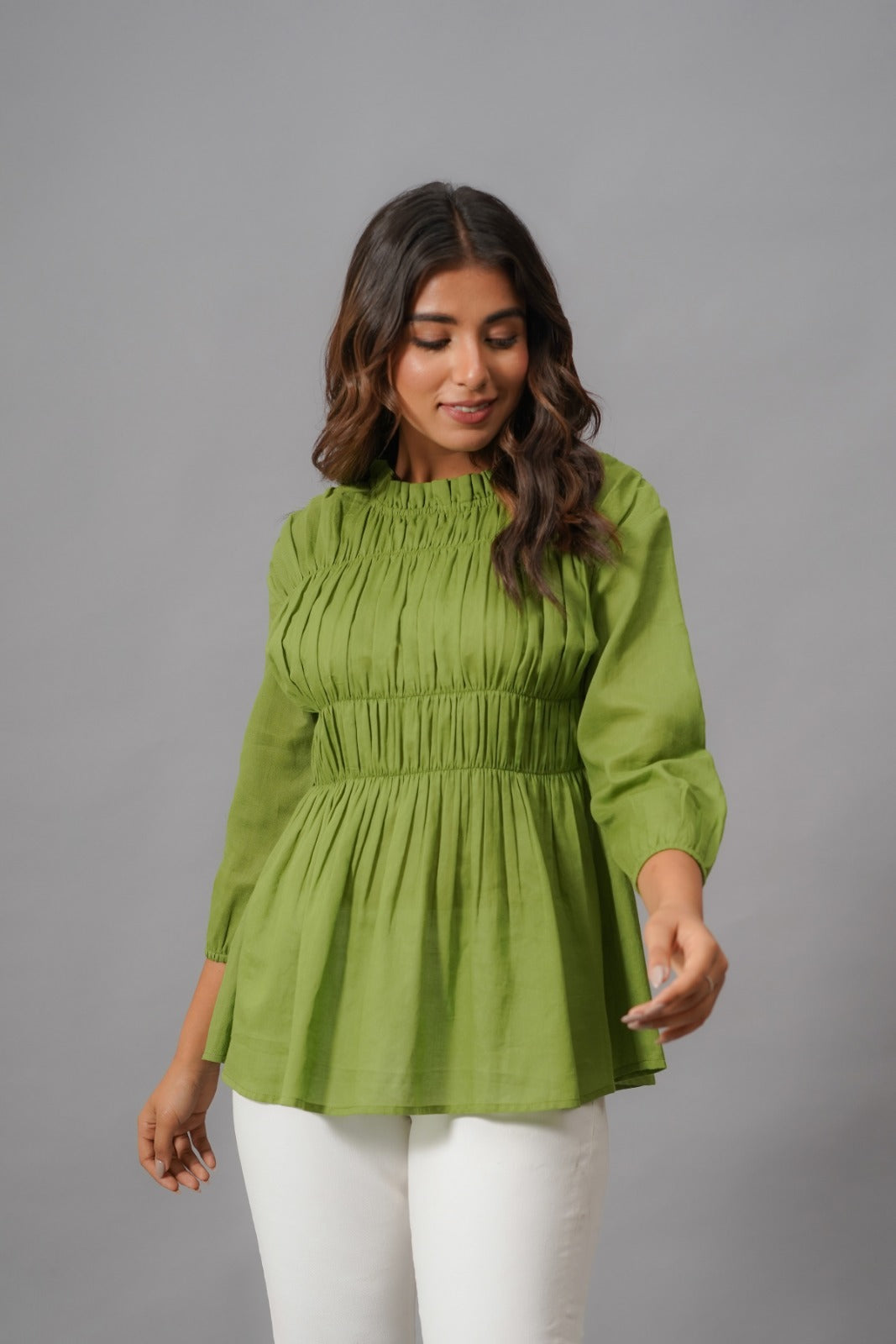 Smart cotton top in green