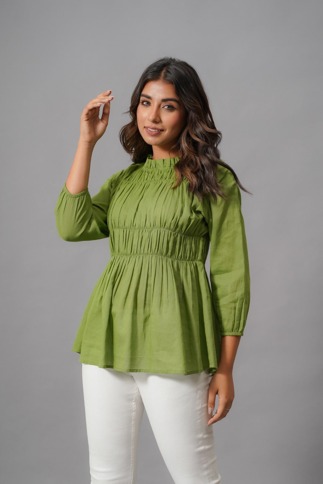 Smart cotton top in green