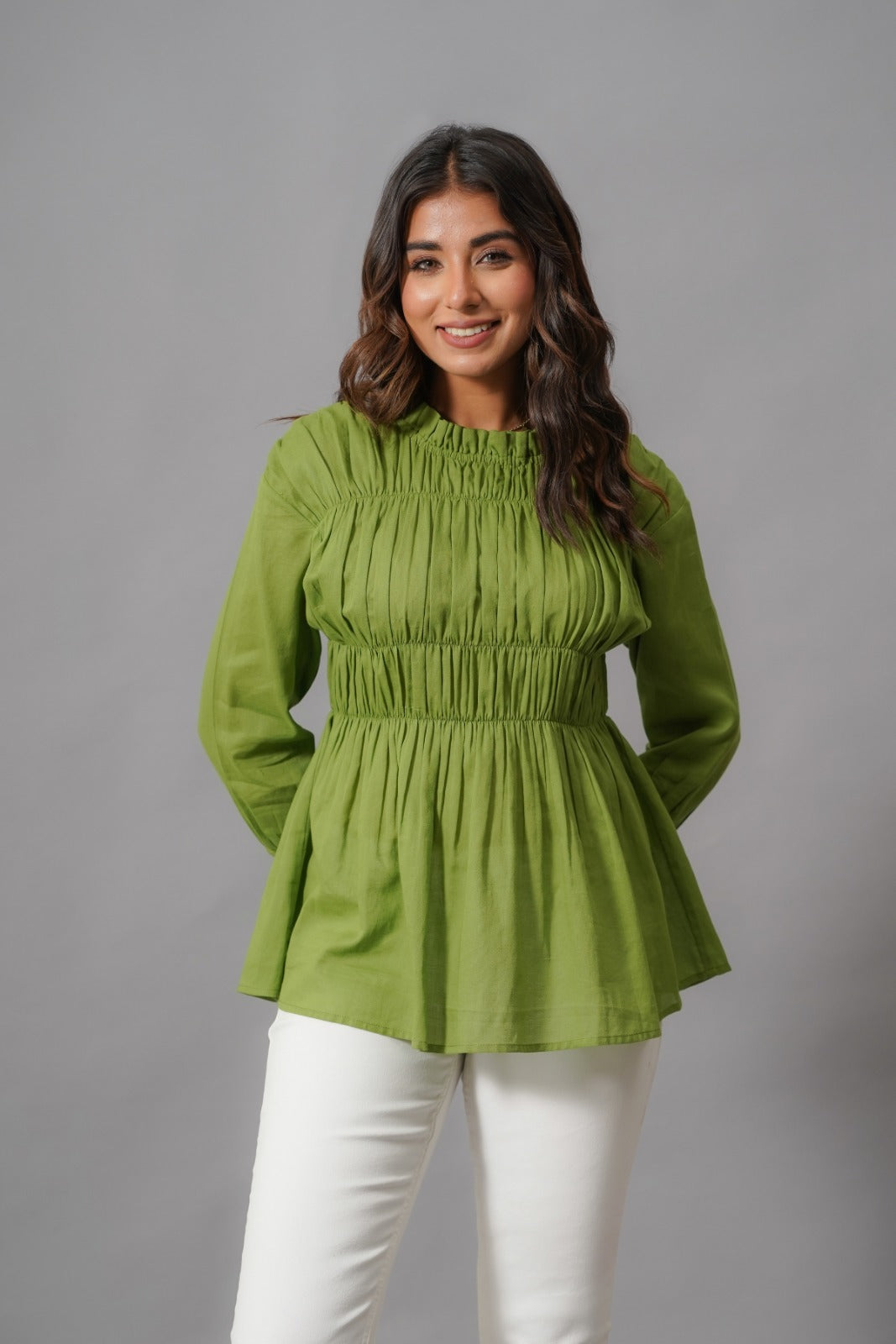 Smart cotton top in green