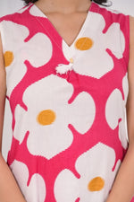 Smart sleeveless with pockets cotton kurta pant in pink