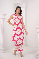 Smart sleeveless with pockets cotton kurta pant in pink