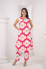 Smart sleeveless with pockets cotton kurta pant in pink
