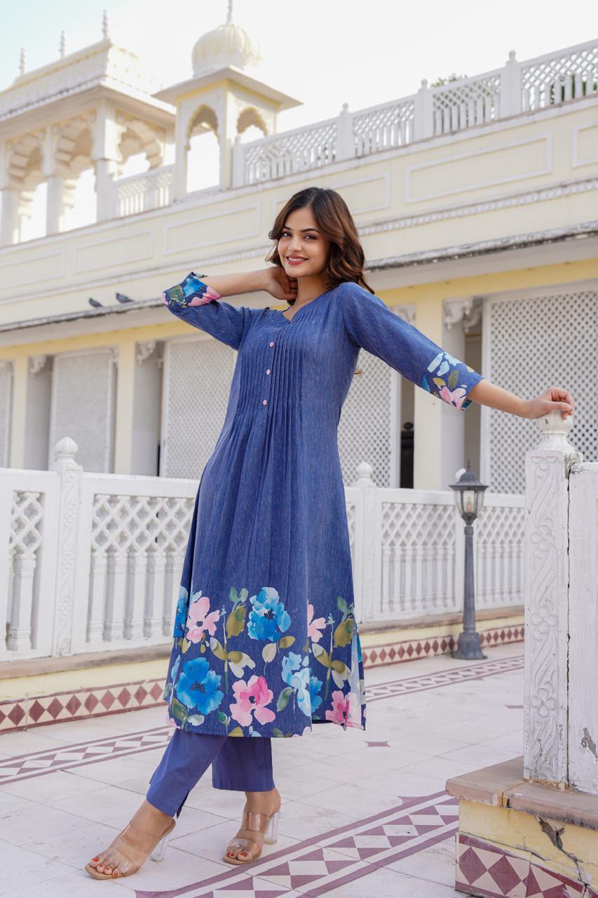 Preety cotton digital printed kurta pant