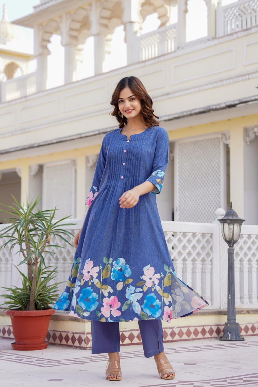 Preety cotton digital printed kurta pant