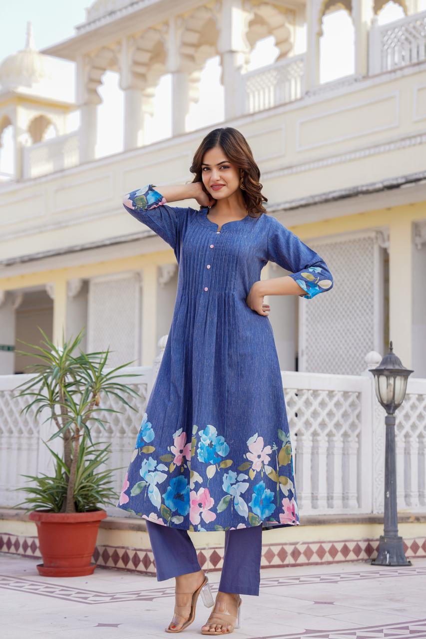 Preety cotton digital printed kurta pant