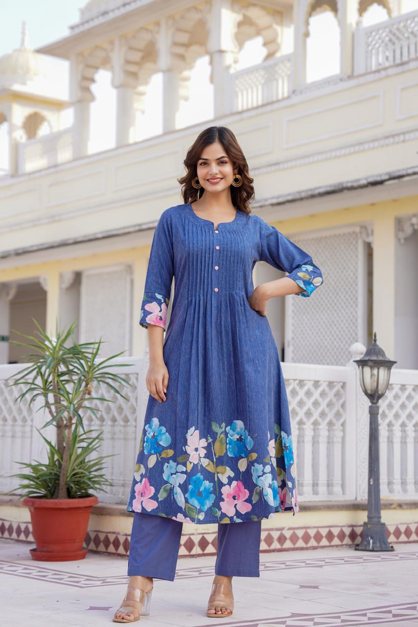 Preety cotton digital printed kurta pant