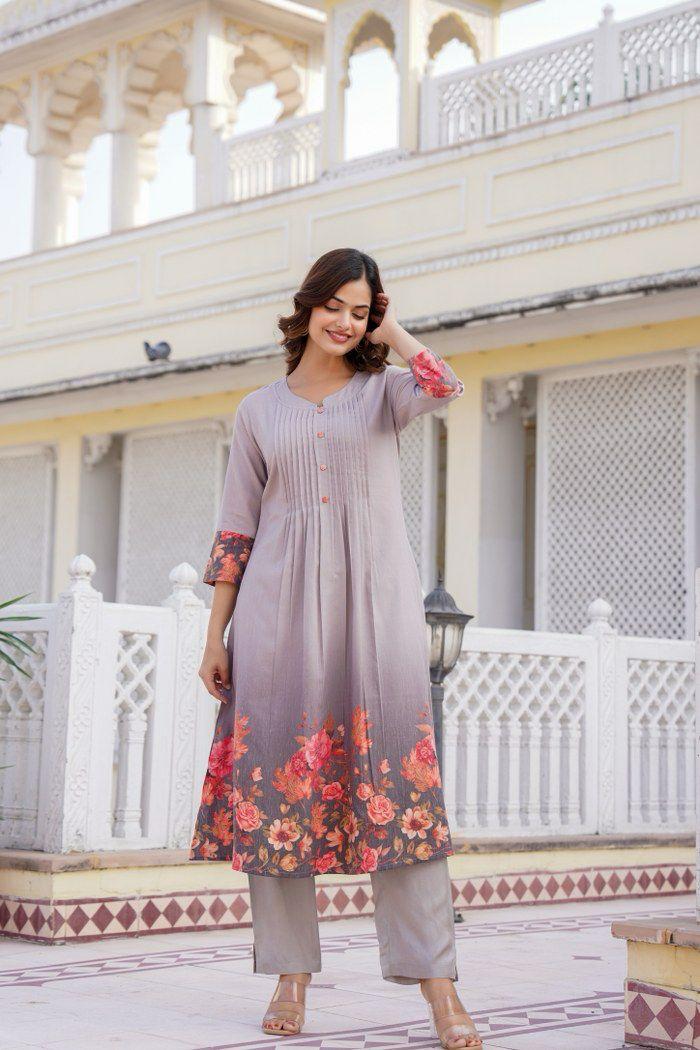 Pretty cotton digital printed kurta pant