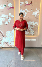 Real mirror kurta pant in red