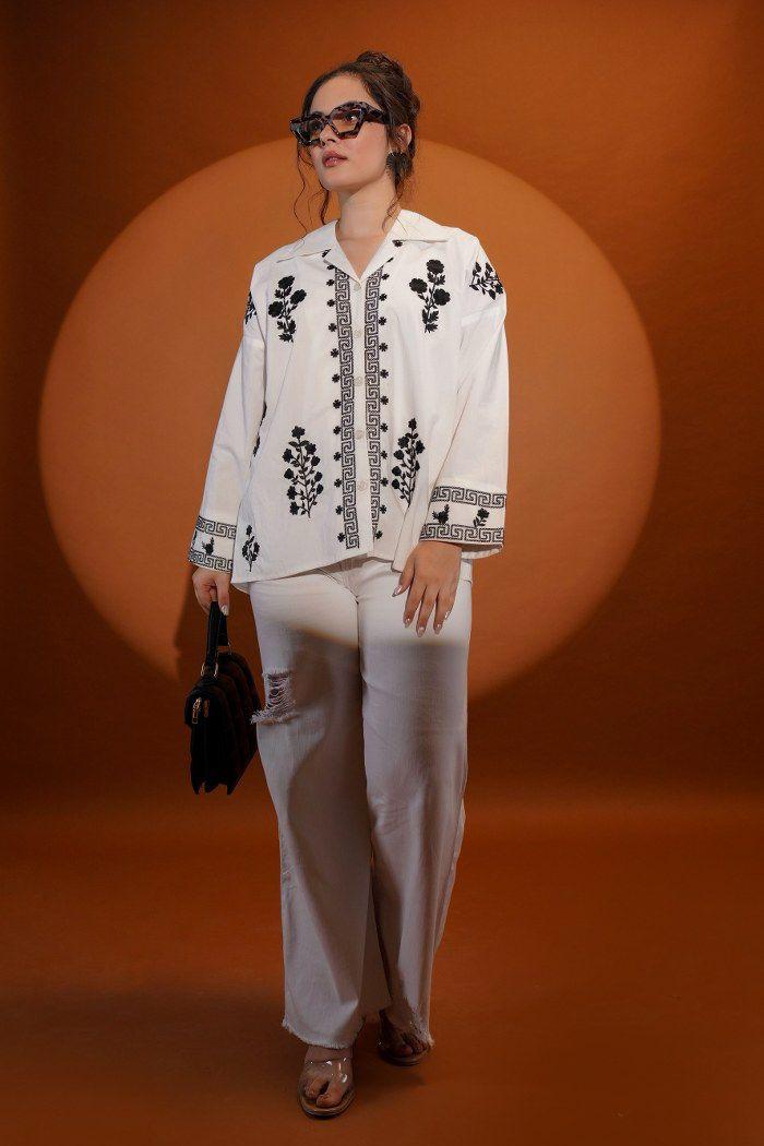 Baggy fit embroidered shirt