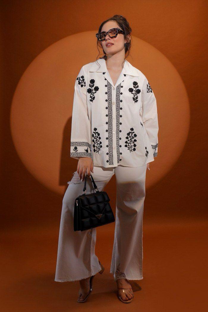 Baggy fit embroidered shirt