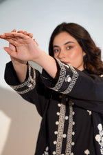 Baggy fit embroidered shirt in black