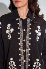 Baggy fit embroidered shirt in black