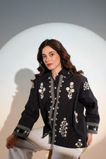 Baggy fit embroidered shirt in black