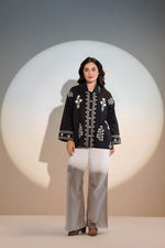 Baggy fit embroidered shirt in black