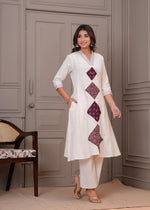 Pretty cotton appliqué work kurta pant