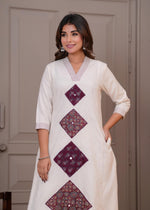 Pretty cotton appliqué work kurta pant