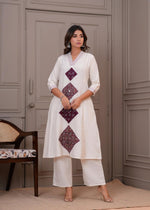 Pretty cotton appliqué work kurta pant