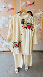 Cotton embroidered co ord set in ivory