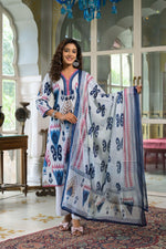 Wow wow Ikkat digital print cotton suit set