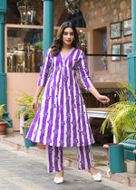 Super wow cotton digital print kurta pant in purple