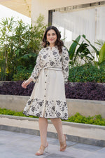 One piece embroidered cotton lining dress