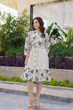 One piece embroidered cotton lining dress