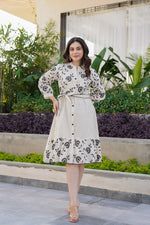 One piece embroidered cotton lining dress