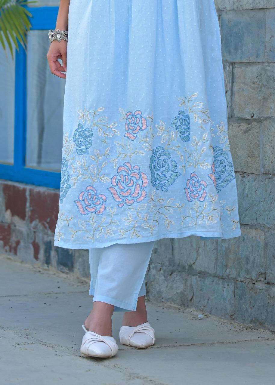 Premium dobby cotton lining embroidered suit set