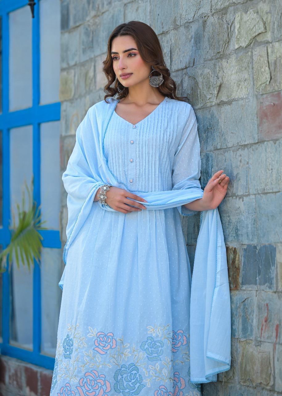 Premium dobby cotton lining embroidered suit set