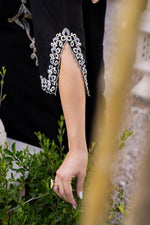 Pure Mul cotton lining embroidered suit set with designer sleeeves