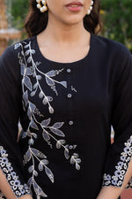 Pure Mul cotton lining embroidered suit set with designer sleeeves