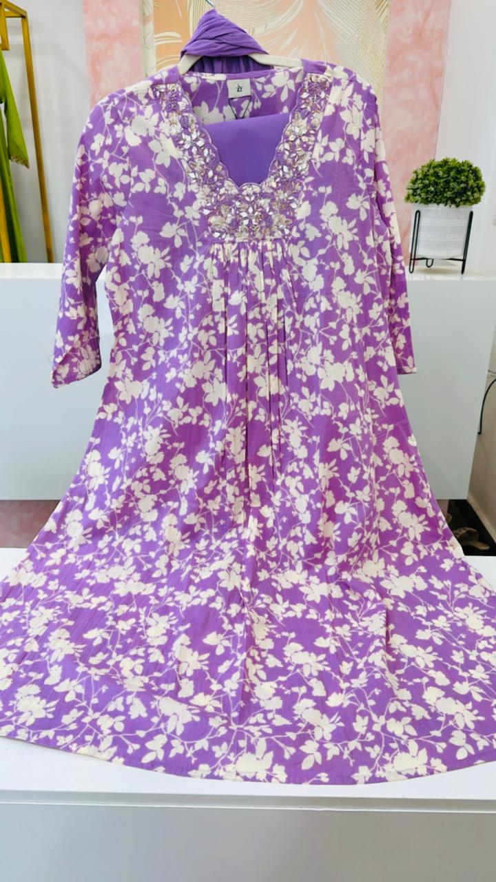 Pure cotton V neck suit set